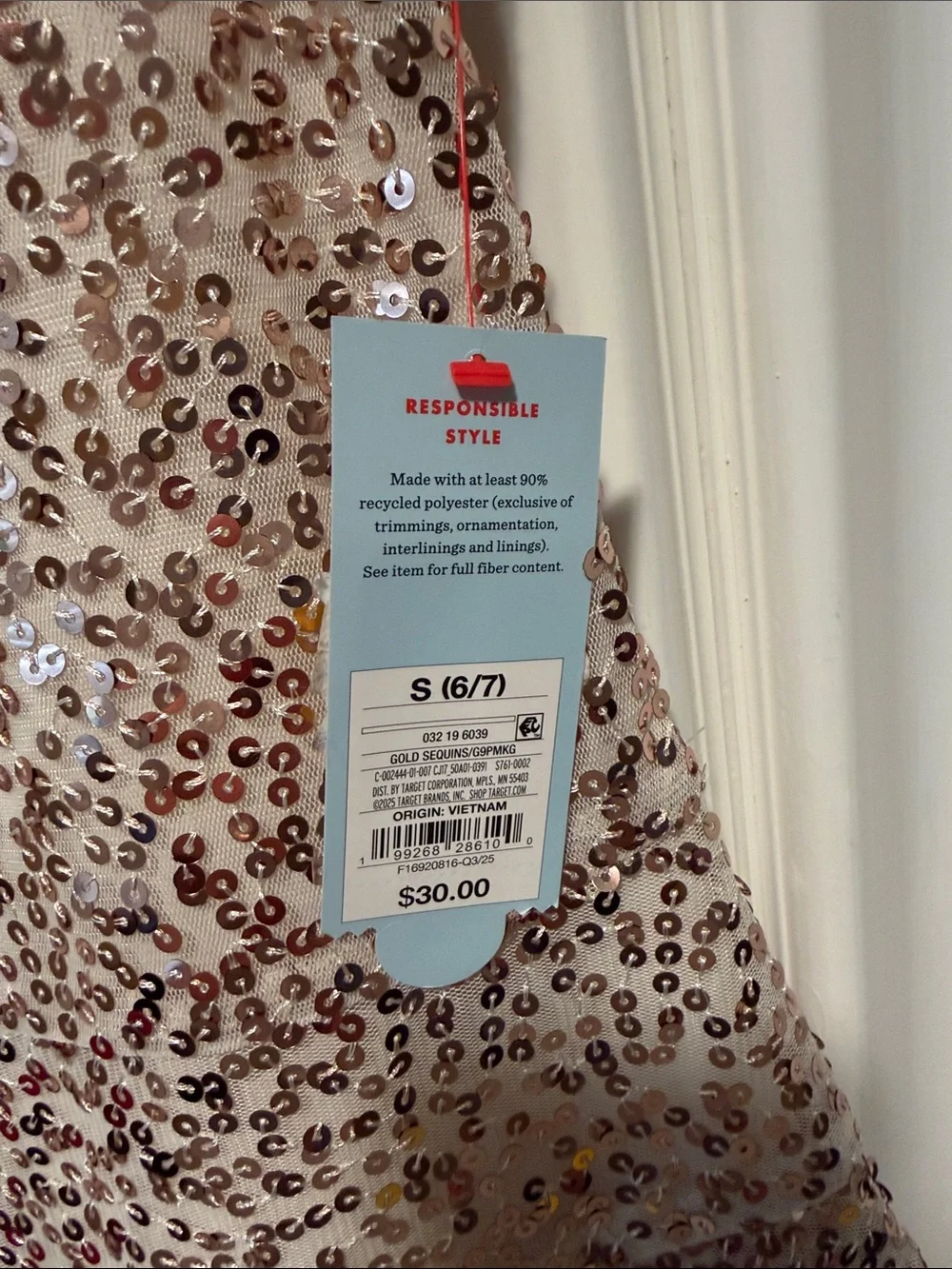 Cat & Jack Rose Gold Sequin Party Dress